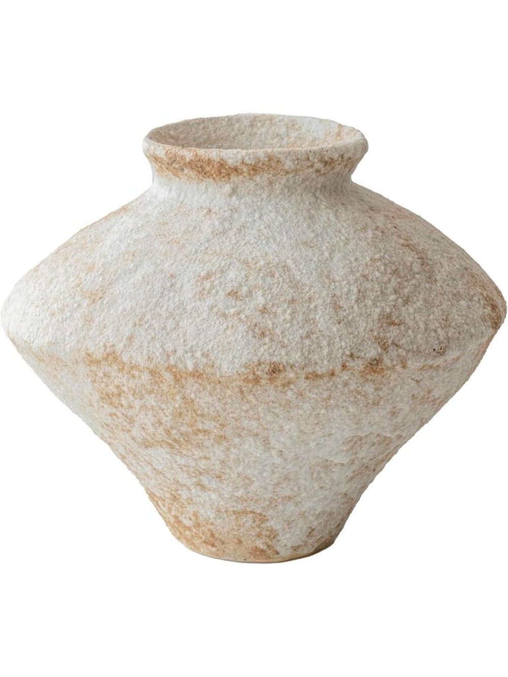 Handcrafted Rustic Ceramic Vase - Textured White Pottery for Home Decor Accent